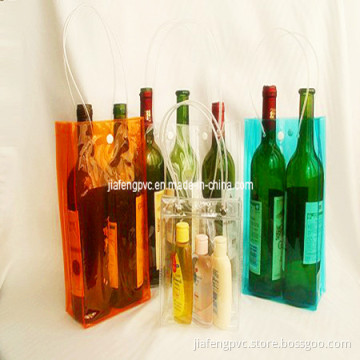 2 Bottles PVC Wine Chill Bag with Snap-Fastener on  Top